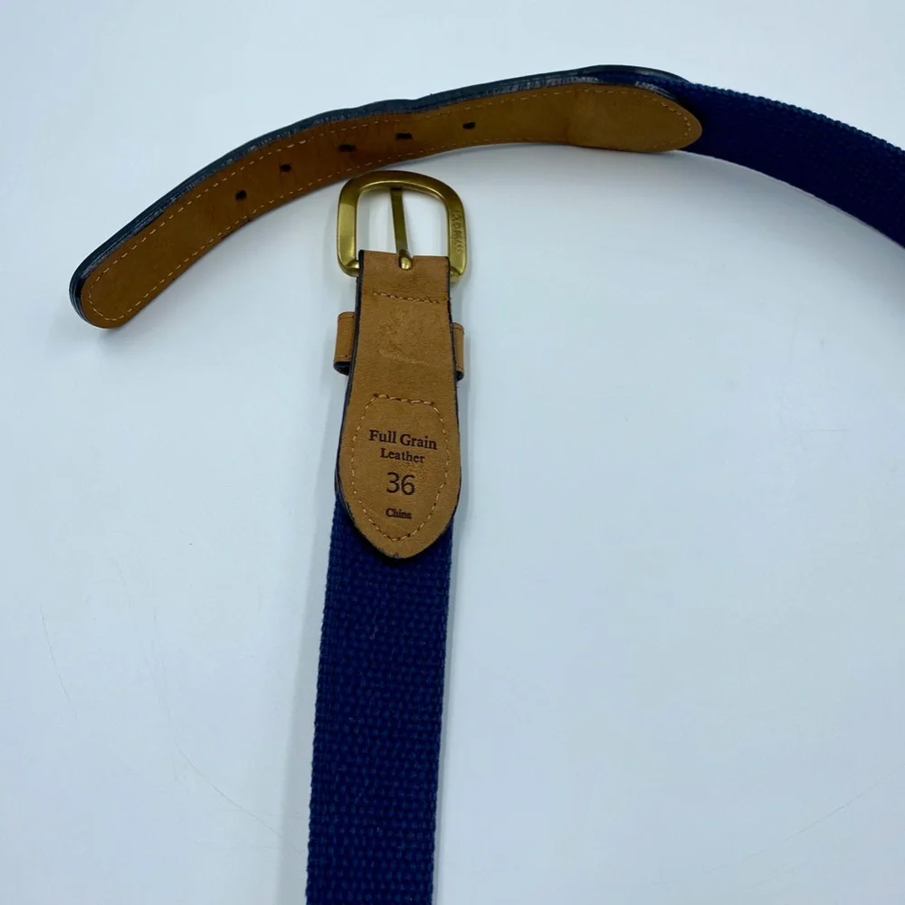 Men's Tan Leather Belt with Embroidered Sailboats